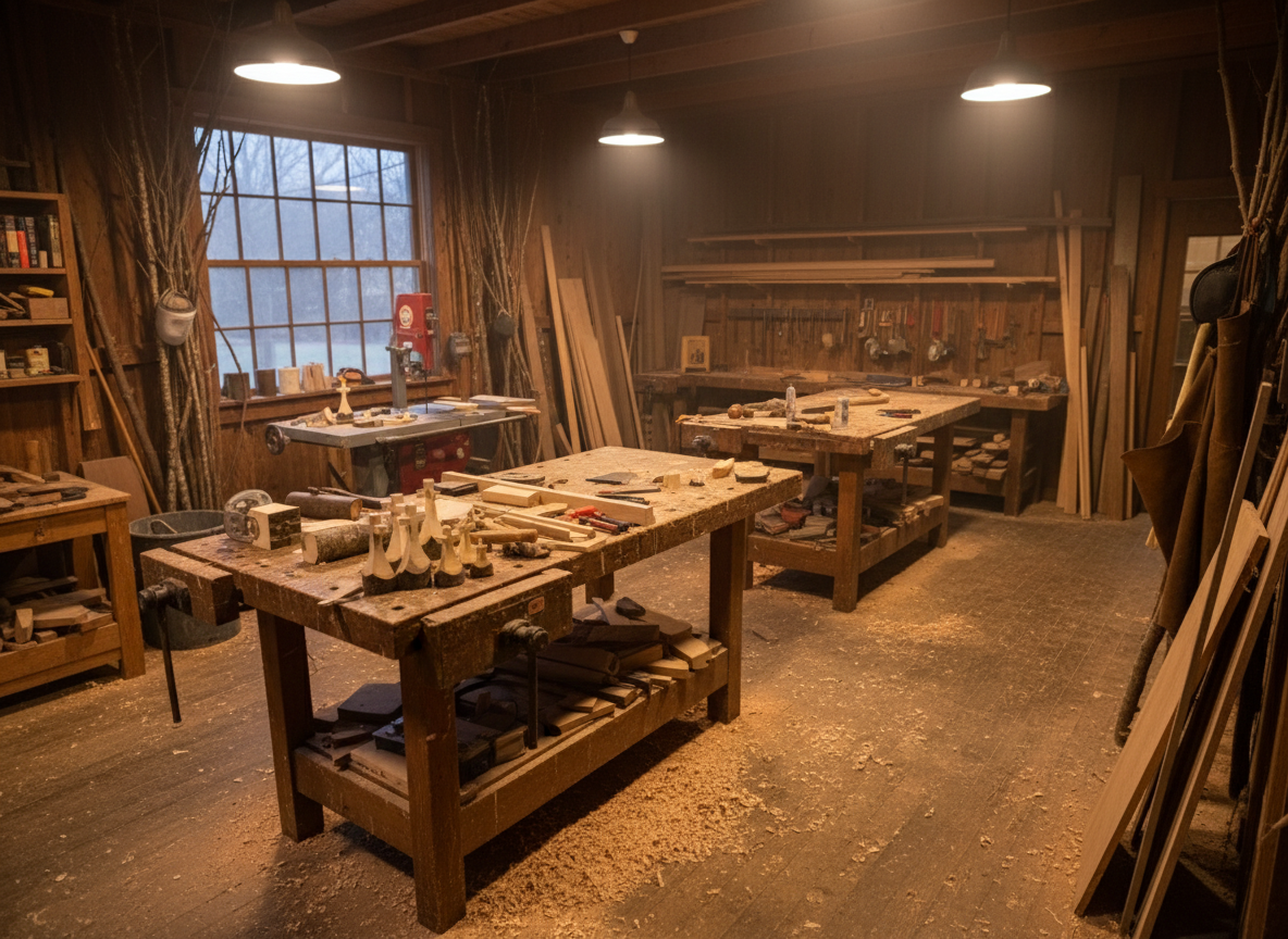 Tom Ullman's woodworking workshop — a craftsman's sanctuary